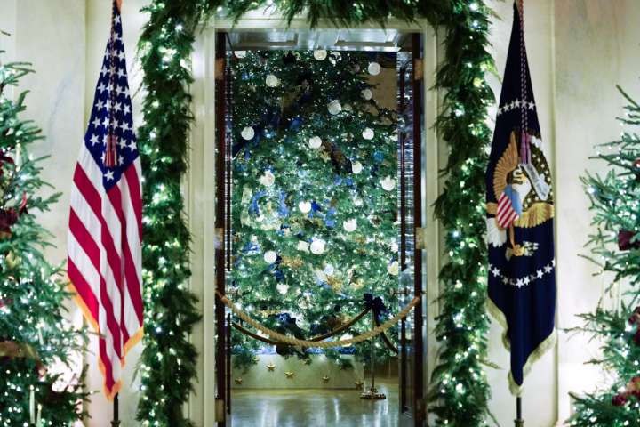See photos of Melania Trump's White House Christmas decorations, including a LEGO Trump