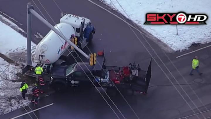 Crews respond to crash involving propane truck in Westford