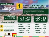 Inicia pico y placa 24 horas en Cartagena para particulares y motos