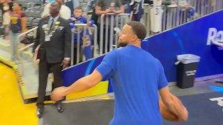 Even Caitlin Clark Couldn’t Believe Steph Curry’s Latest Trick Shot in Warmups