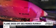 Plane skids off Des Moines runway