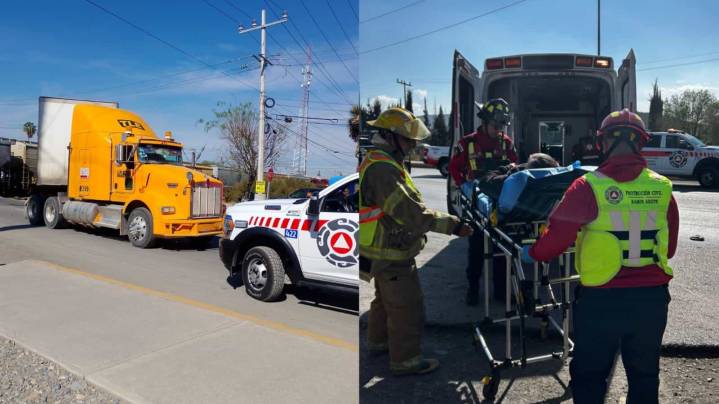 Arrolla tren a tráiler en la carretera Los Pinos