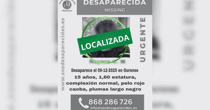 Encuentran a la menor de 15 años desaparecida en Ourense