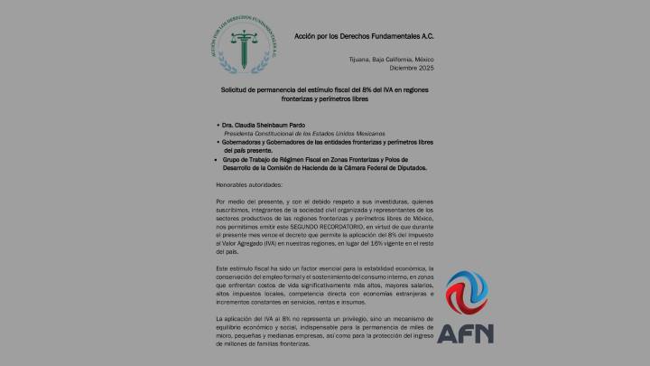 Piden prórroga del decreto para IVA del 8% en la frontera norte