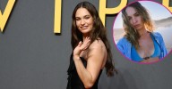 Bikini-Clad Lily James Exposes Her Cleavage During Beach Vacation: Photo