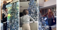 Ya es Navidad en la casa de Helen Lindes y Rudy Fernández: decoración en tonos azules y un gran abeto nevado