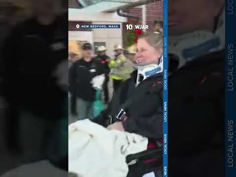 Firefighters gather to greet injured Lakeville deputy chief outside hospital