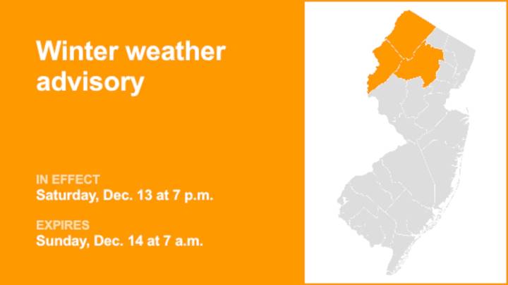 Update: Winter weather advisory for 3 N.J. counties until Sunday morning