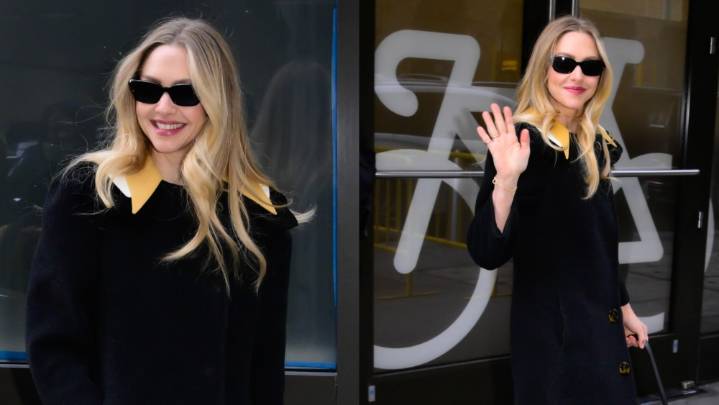 Amanda Seyfried Wears Oversize Miu Miu Coat for 'GMA' Appearance
