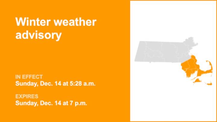 Update: Winter weather advisory affecting 5 Massachusetts counties until Sunday evening