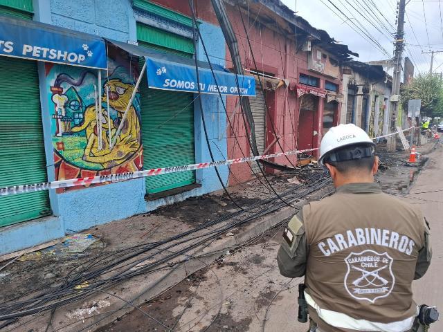 El día después del voraz incendio que destruyó emblemáticos locales comerciales de Chimbarongo