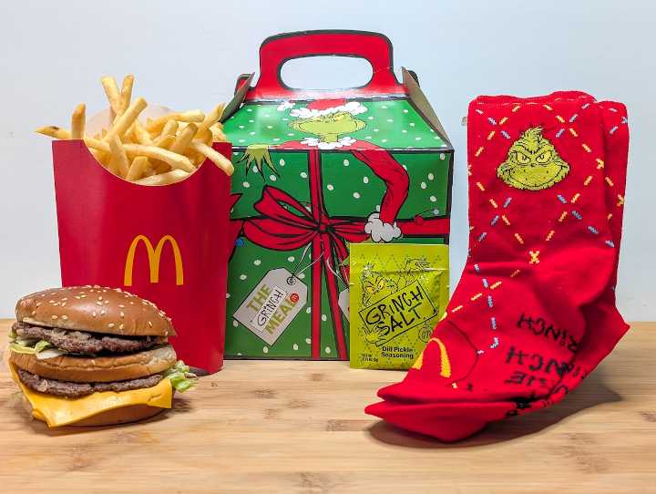 I ate the McDonald’s Grinch Meal so you don’t have to (except the socks)