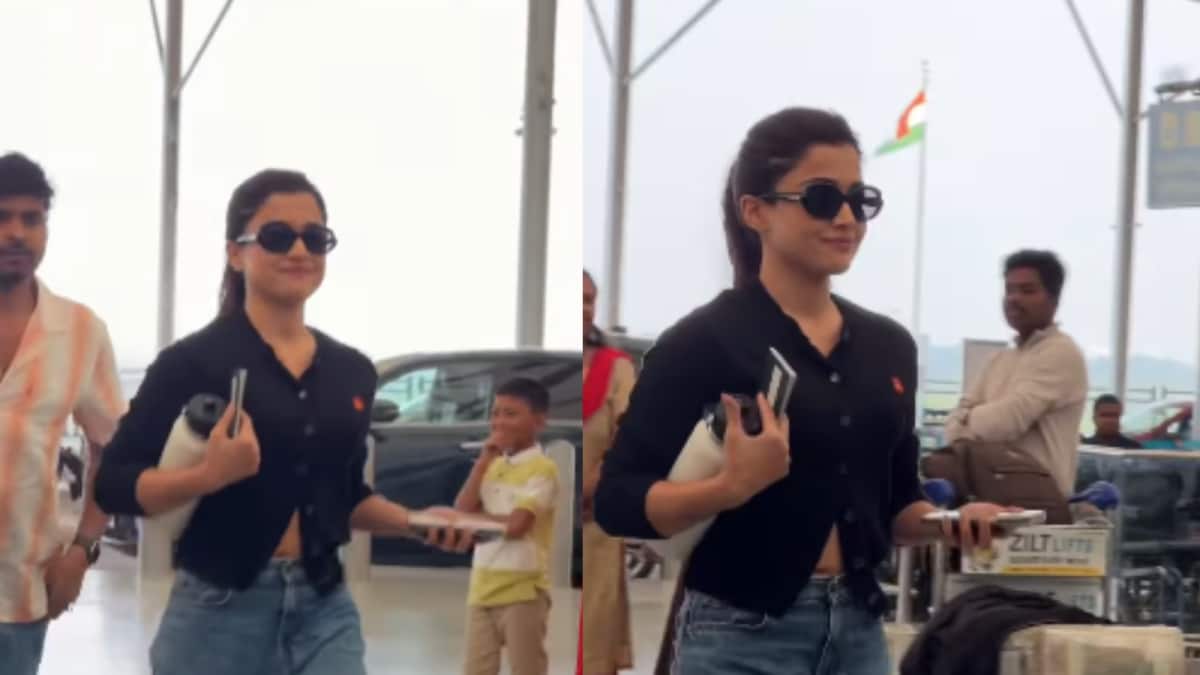 Rashmika Mandanna Picks Black Tee And Baggy Jeans For Airport Outing