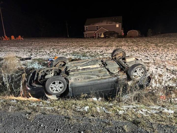PHOTOS: One person rescued after car rolls in Centre County