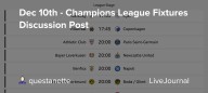 Dec 10th - Champions League Fixtures Discussion Post: ohnotheydidnt — LiveJournal