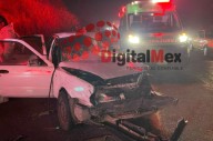 Tres lesionados tras fuerte accidente en la Toluca