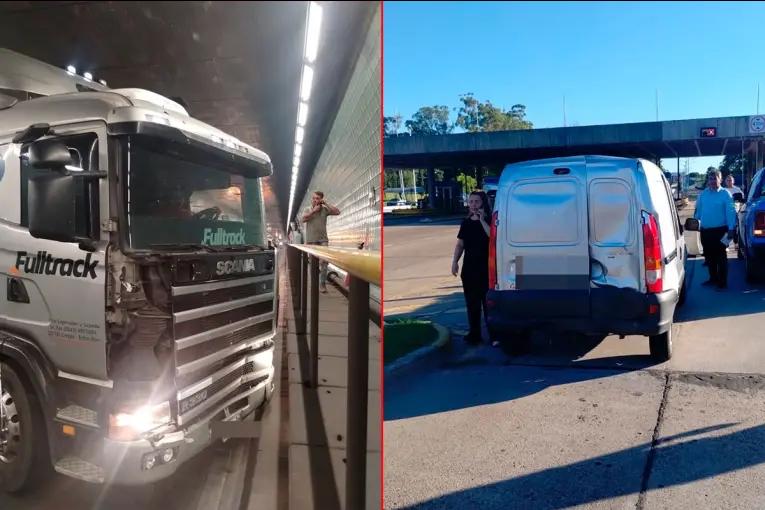 Choque entre camión y utilitario en el túnel subfluvial provocó breve interrupción del tránsito
