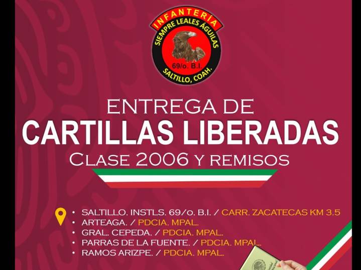 Invitan a clase 2006 y remisos a recoger su Cartilla de Identidad Militar