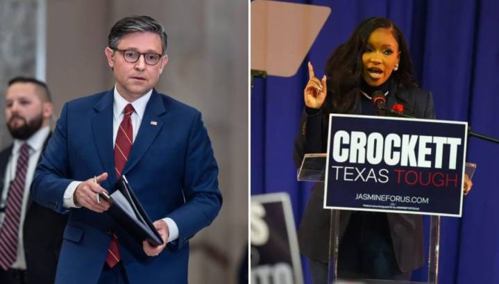 Mike Johnson can't hide his glee at Jasmine Crockett Senate bid