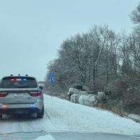 Overturned tanker to foul traffic on I