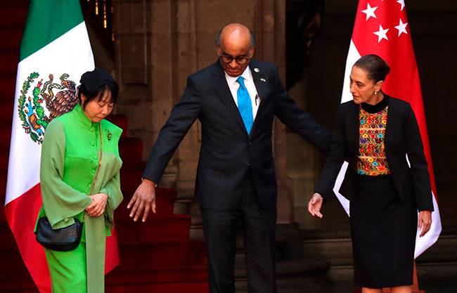 Vive Claudia Sheinbaum momento incómodo en bienvenida a líder de Singapur