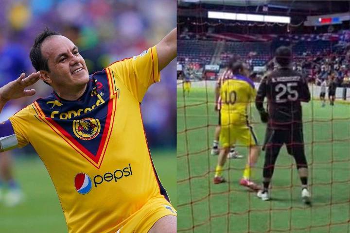 Otra de Cuauhtémoc Blanco... golpea a portero de Chivas en juego de leyendas (video)