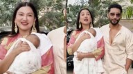 Gauahar Khan Makes FIRST Public Appearance With Baby Boy Farwaan at Sara Khan