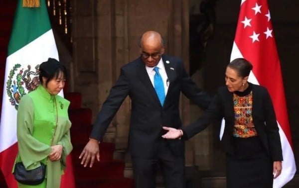 Video.- Vive Sheinbaum momento incómodo en bienvenida a líder de Singapur