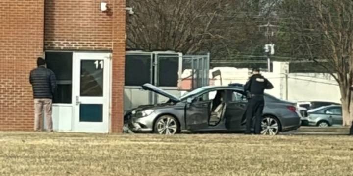 Car crashes on middle school property in Henrico