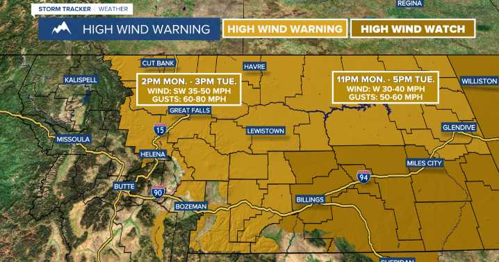 Widespread high wind event east of the Divide Monday night into Tuesday morning