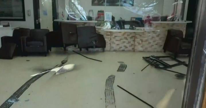 Pickup truck crashes through front of Broward business leaving skid marks, shattered glass behind