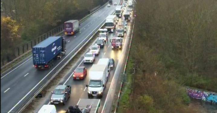 Severe delays on A14 in Ipswich near Orwell Bridge