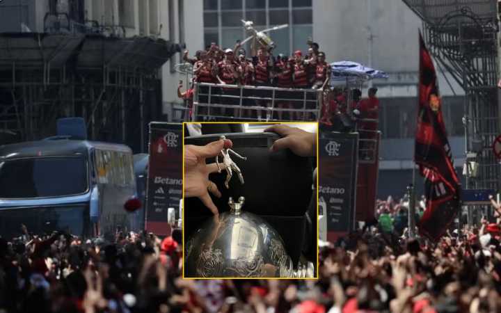Jugadores de Flamengo rompieron el trofeo de Libertadores: lo pegaron con cinta adhesiva