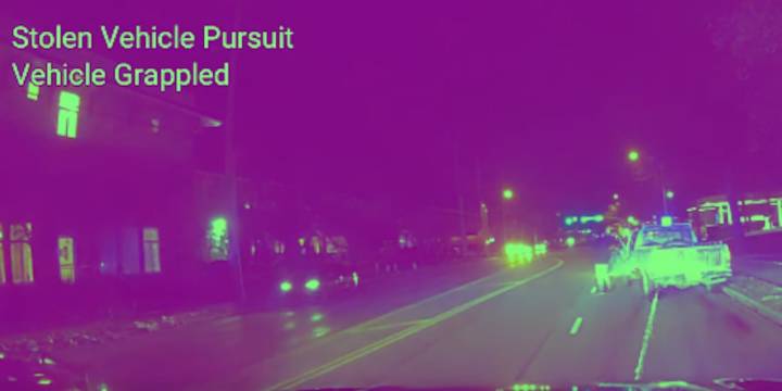 WATCH: Prairie Village police show grappler apprehending stolen truck