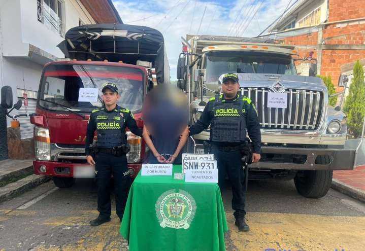 En una rápida reacción, la Policía capturó a un sujeto y recuperó una volqueta y un camión.