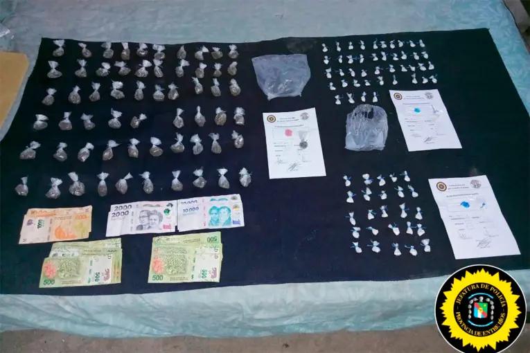 Secuestraron dosis de cocaína, marihuana y más de 100.000 pesos en Paraná