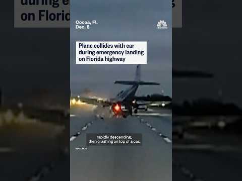 WATCH: Plane collides with car during emergency landing on Florida highway