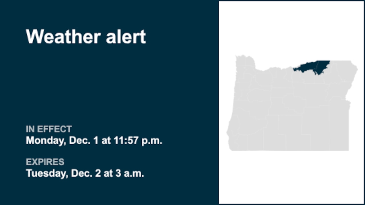 Weather alert active for Lower Columbia Basin of Oregon and Foothills of the Northern Blue Mountains of Oregon