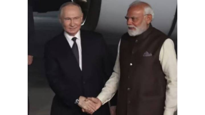 PM Modi receives Russian President Vladimir Putin as he arrives in Delhi for state visit