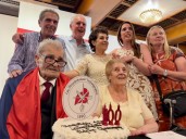 Kaspar Kasparian cumplió 100 años y lo festejó con su familia y sus compañeros de militancia
