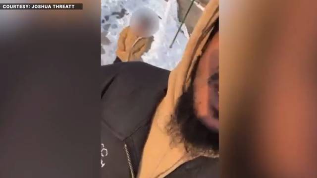 Man walks 6-year-old to school in freezing weather