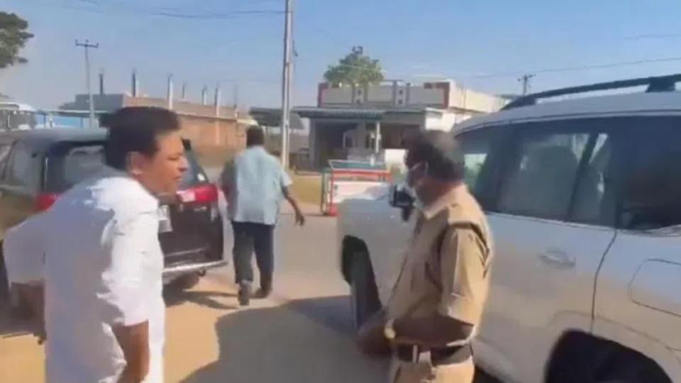 Police check KTR's vehicle at Jillella poll checkpoint