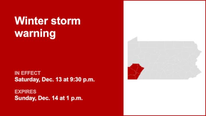 Update: Winter storm warning affecting Southwest Pa. until Sunday afternoon