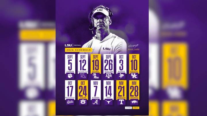 LSU football releases 2026 schedule; Tigers play at Ole Miss for SEC opener