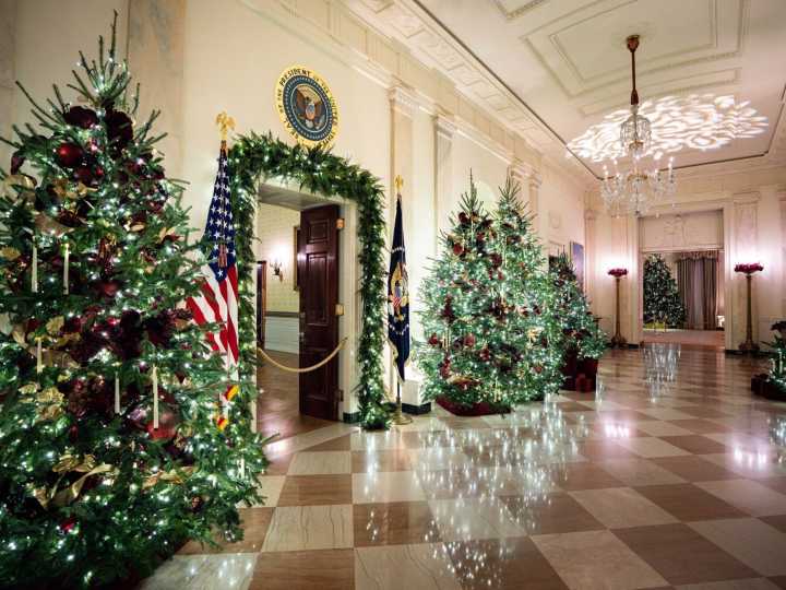 Más de 50 árboles, 200 metros de guirnaldas y 2.000 tiras de luces:  Melania Trump viste la Casa Blanca de Navidad