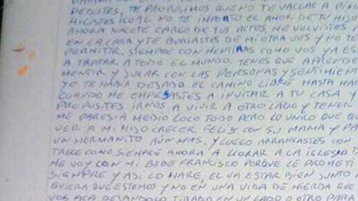 La macabra carta que dejó a su expareja el hombre que mató a su hijo y se suicidó: "A llorar a la iglesia..."