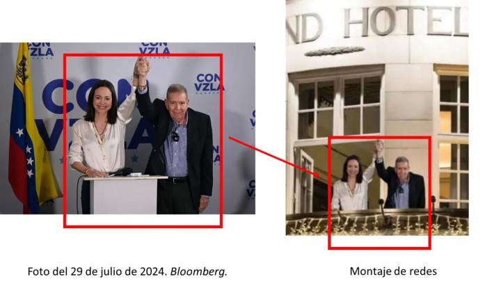 La foto de Machado y González Urrutia saludando desde un balcón en Oslo es un montaje