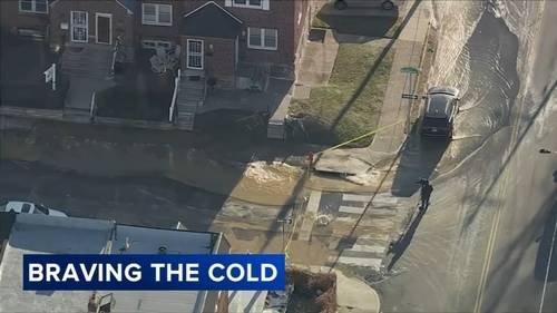 Water main break floods streets in Oxford Circle neighborhood of Philadelphia