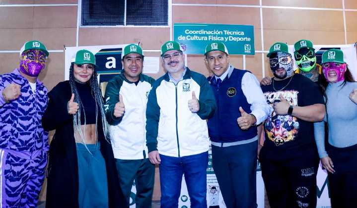Buscan incentivar el deporte: Barbie Juárez y luchadores del CMLL inaguran Copa Fitness IMSS 2025