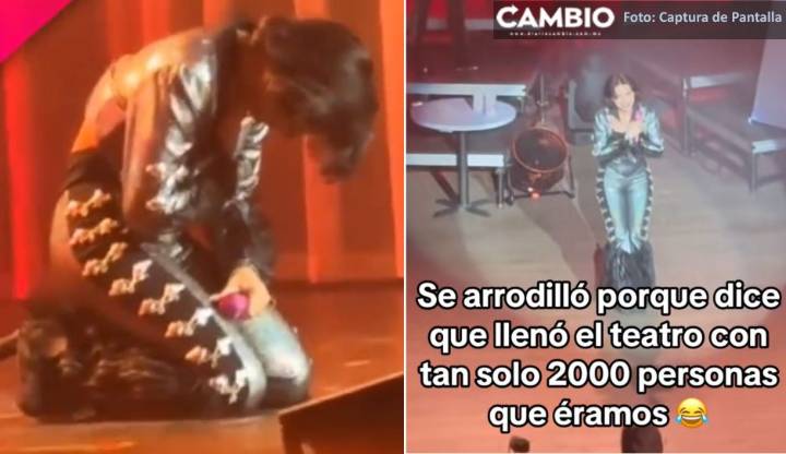 Ángela Aguilar rompe en llanto durante concierto y se arrodilla ante el público (VIDEO)